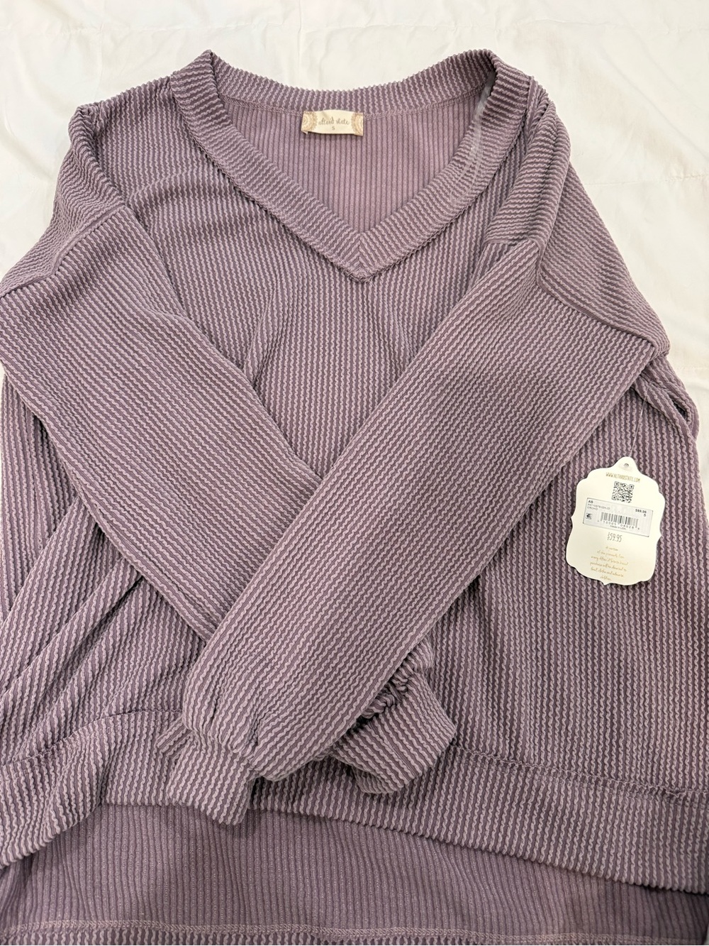Altar'd State Lavender Ribbed V-Neck Sweater